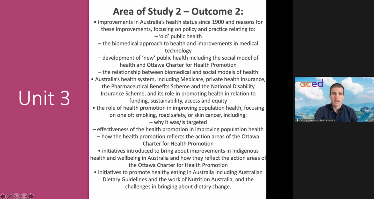 Units 3&4 Health and Human Development Exam Revision Lecture 2025: 20th September, 1pm – 4:30pm