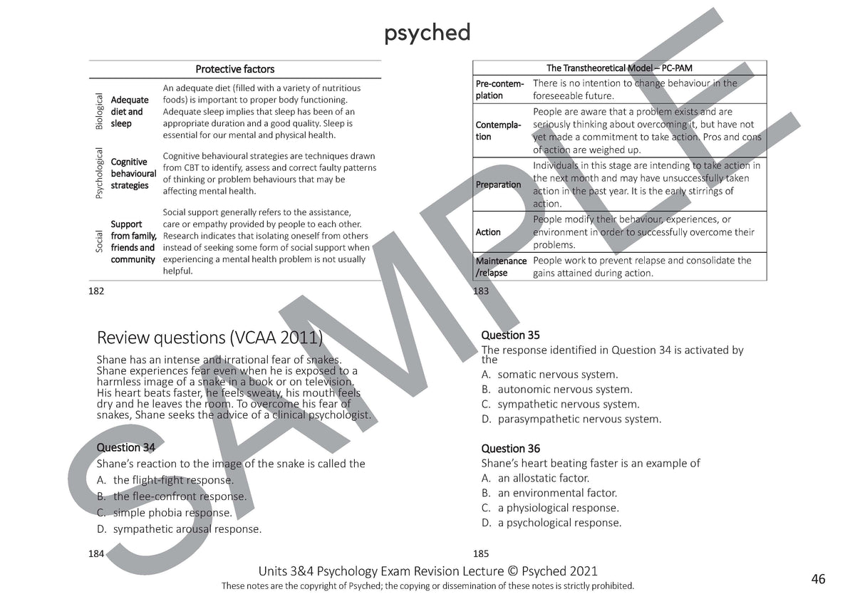 Units 3&4 Psychology Exam Revision Notes 2026