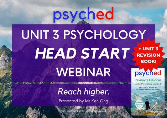 VCE Unit 3 Psychology Head Start Webinar - 2nd March 2025, 1-4pm + Unit 3 Revision Questions Book Bundle