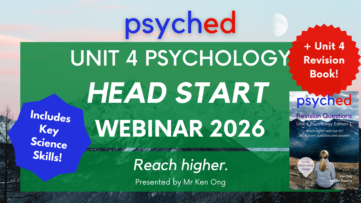 VCE Unit 4 Psychology Head Start Webinar - 21st June 2026, 1-4pm + Unit 4 Revision Questions Book Bundle