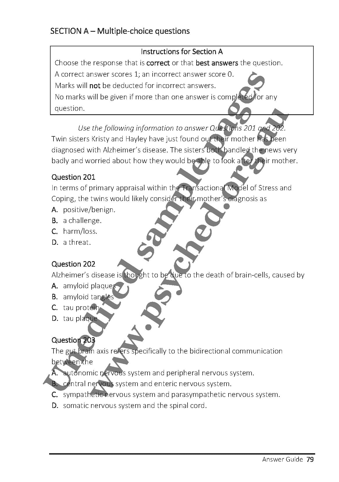 Psyched Revision Questions Book - Unit 3 Psychology Edition 1
